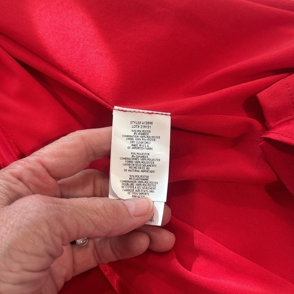 Betsy Adam’s red dress with diamonds on the shoulder. Made in USA 🇺🇸 - Picture 7 of 13